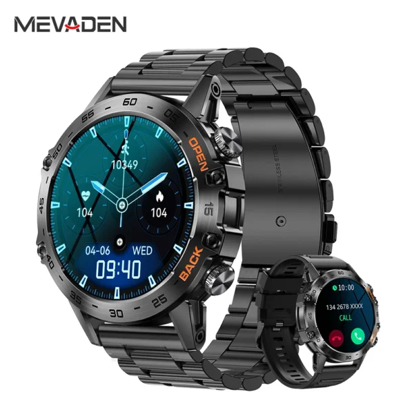 MEVADEN K52 Steel Bluetooth Call Smart Watch - 1.39" Fitness Tracker, IP67 Waterproof, Compatible with Android & iOS