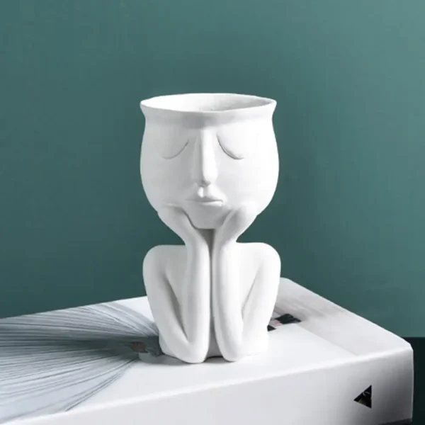 HumanThinkFace Ceramic Plant Flower Pot Vase Planter Home Decor