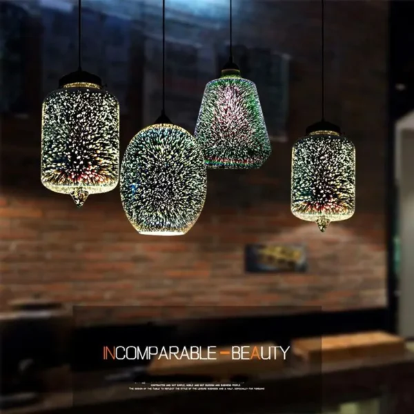 Modern Creative 3D Stained Glass Pendant Lamp - Atmosphere Decor for Restaurants & Cafes