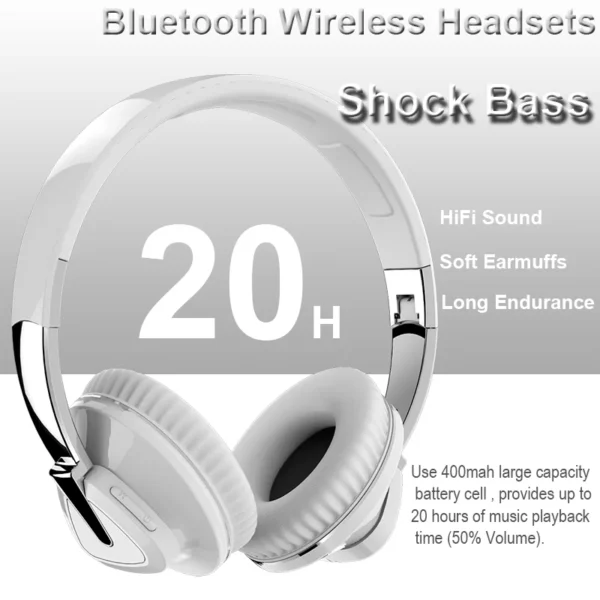 Wireless Earphone Noise Cancel H3 Pro max Headset with Mic 20 Hours Playback Music Game Foldable Support TF Bluetooth Headphone