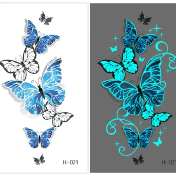 Luminous Tattoo Stickers for Women Arm Face Glowing Tattoos Body Art Tattoos Snake Butterfly Electric Syllable Party Tattoo 2022