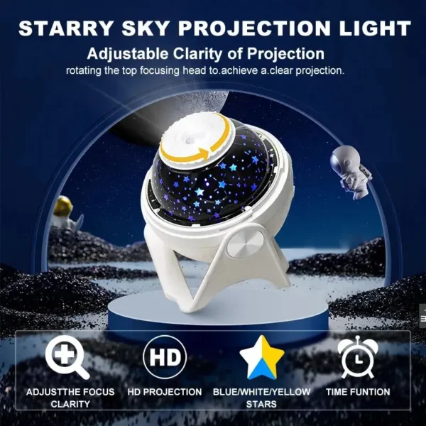 Creative 7-Effect Starry Sky Projection Light - USB Plug-in Space Galaxy Night Light