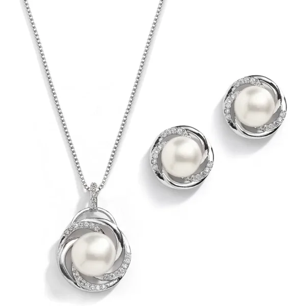 Fashion Minimalist Pearl Pendant Necklace & Earrings Set - Wedding & Anniversary Gift