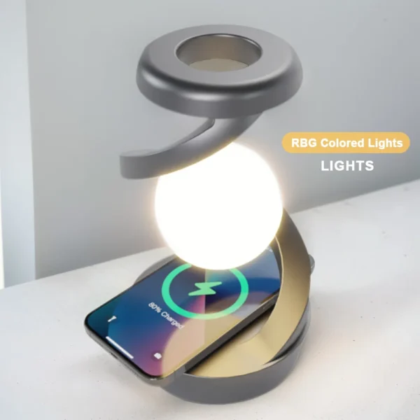 3D Levitating Ball Lamp - RGB Floating LED Night Light with Wireless Charger