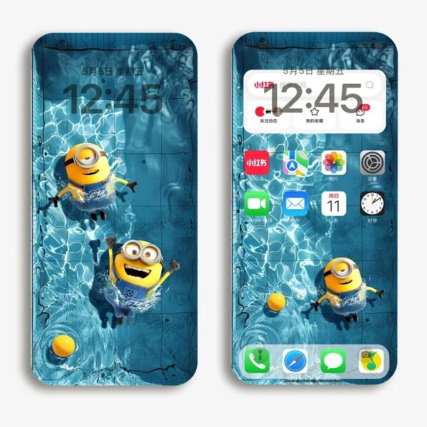 Wallpaper Aesthetic iPhone Lockscreen：Minion Pool-Cool and Refreshing