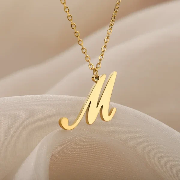 Dainty Initial Letter Necklaces For Women Gold Color Minimalist Stainless Steel Initial Necklace Femme Wedding Jewelry Gift