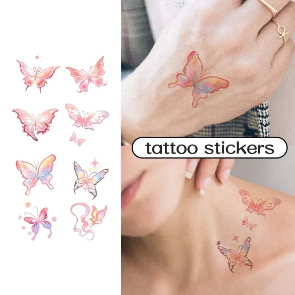 Dreamy Butterfly Waterproof Temporary Tattoo Sticker, for use on arms and neck, Long-lasting, Realistic, Fake Tattoo