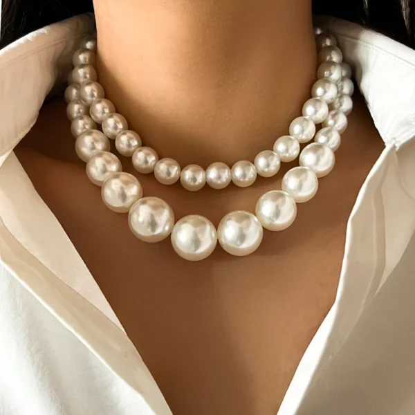 IngeSight.Z Elegant 2pcs/set Imitation Pearl Beaded Choker Necklaces Collar for Women 2023 Wedding Bridal Party Jewelry Gift