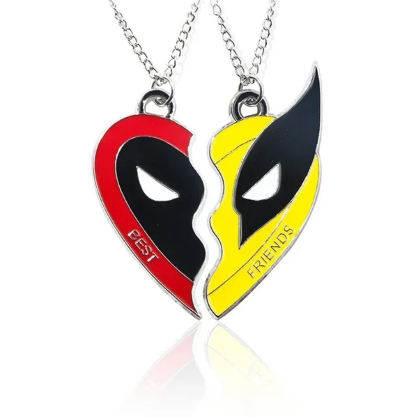 Disney Deadpool & Wolverine Cospay Best Friends Superhero Couple Necklace Heart Pendant Friendship Matching Gifts for Unisex