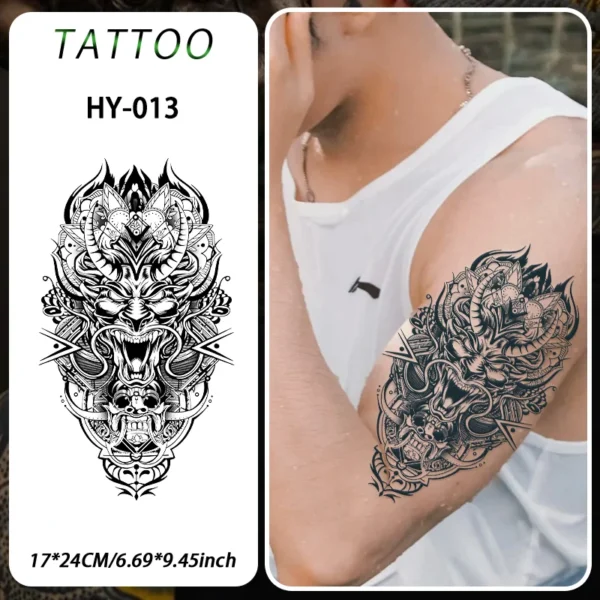 Dragon Head Waterproof Temporary Tattoo Sticker, for arms, Long-lasting Waterproof for 1-2 weeks, Realistic Semi-Permanent Fake