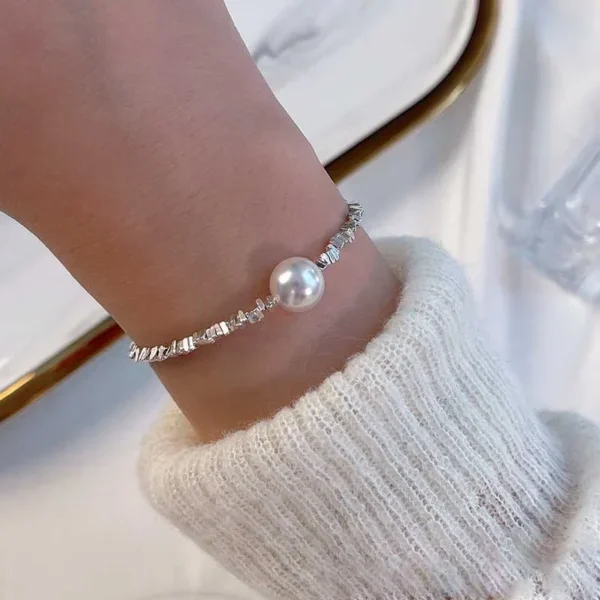 New Fashion Silver Colour Pearl Bracelet Sparkling Exquisite Simple Women Fine Jewelry Accessories Wedding Party Gift