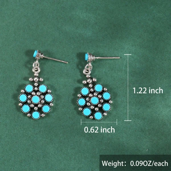 Bohemian Earrings for Women Round Flower Blue Beads Vintage Dangle Silver Color Hook Earrings Fine Jewelry - Image 5