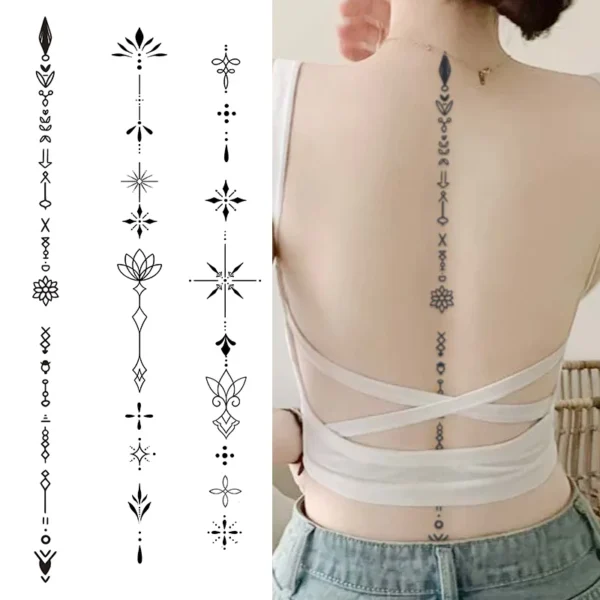 One Rune Spine Waterproof Temporary Tattoo, Lasting 1-2 Weeks, Semi-Permanent Tattoo Color, Realistic Non-Reflective Fake Tattoo