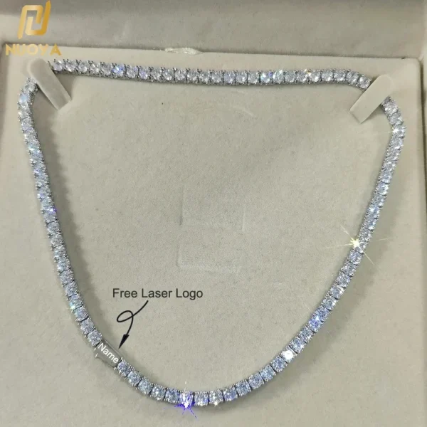 Hip Hop Jewelry Cubic Zirconia Iced Out Tennis Chain Iced Out 18k Gold Plated Bling Necklace For Women Free Custom Laser Logo