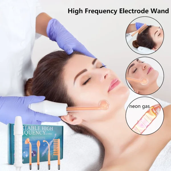 Professional Treatment Facial High Frequency Ozone Therapy Wand With Anti-Aging Skin Tightening Dark Circles Scalp Stimulator