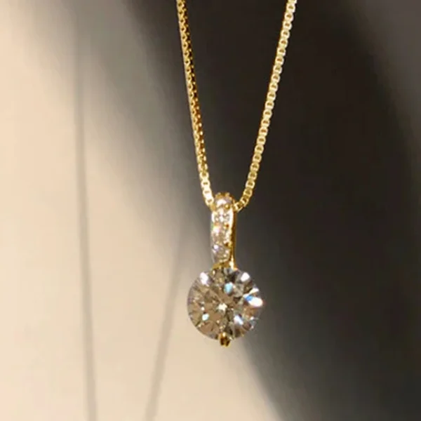 Huitan Eternity Pendant Necklace with Round Cubic Zirconia Simple and Elegant Women's Accessories for Wedding Classic Jewelry